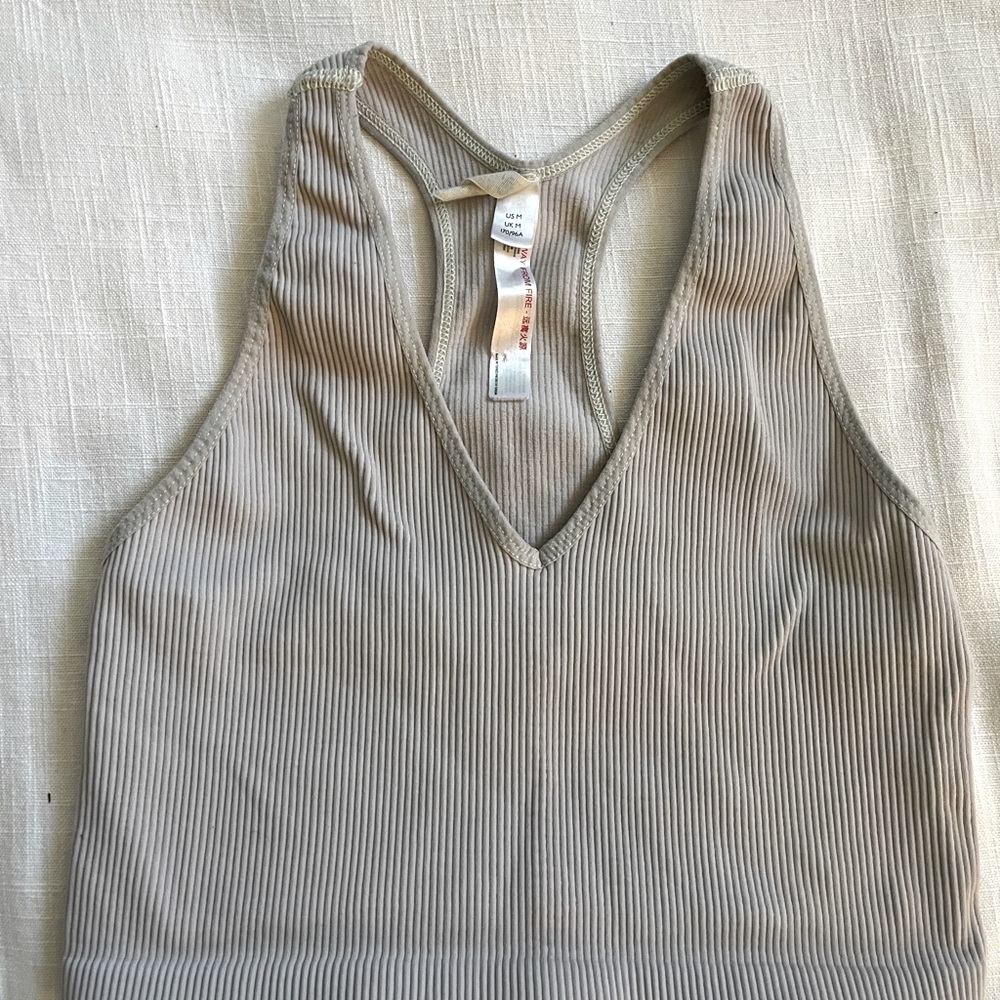 Free people movement cropped bra top light tan/ice